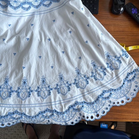 Jonathan Simkhai white & sky blue eyelet midi dress S/M Please read about size - Picture 10 of 16